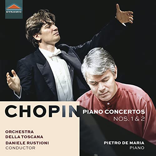 CD cover featuring two men and text “CHOPIN Piano Concertos Nos. 1 & 2”.