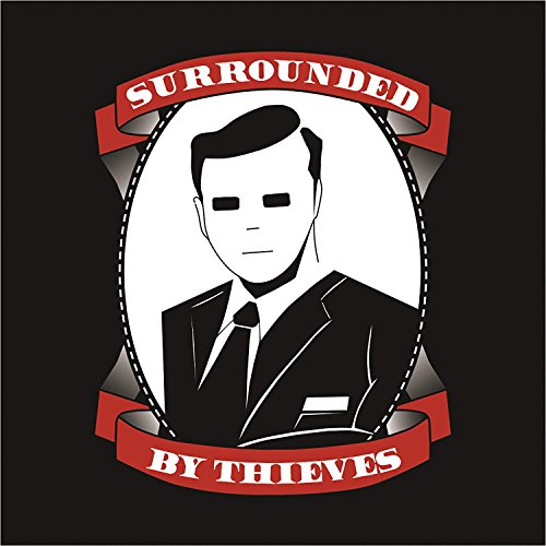 Album cover: black and white portrait of a man in a suit, red banner.