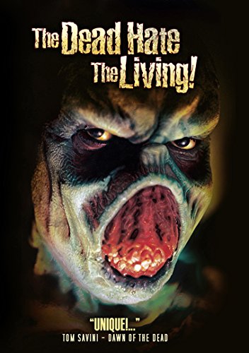 Zombie face with open mouth on "The Dead Hate The Living" DVD cover.