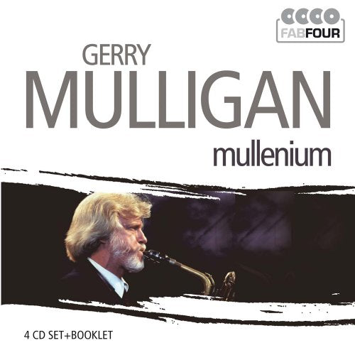 "CD cover featuring Gerry Mulligan playing saxophone, with 'Gerry Mulligan mullenium' text."