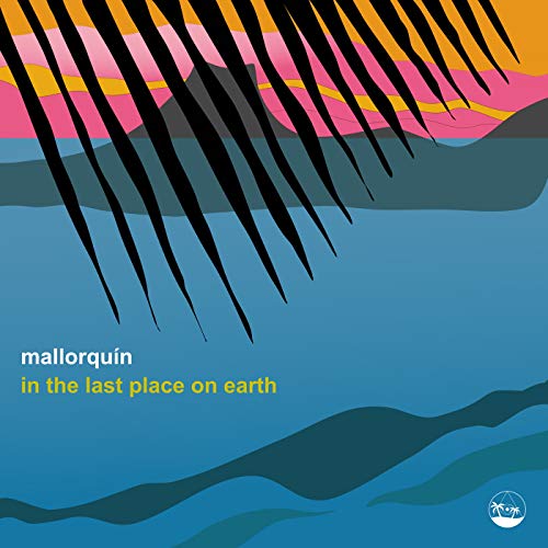 EP cover with abstract palm fronds, mountains, and blue water.