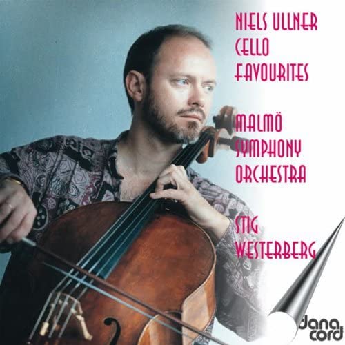 Cellist Niels Ullner with a cello, album cover for "Cello Favourites".