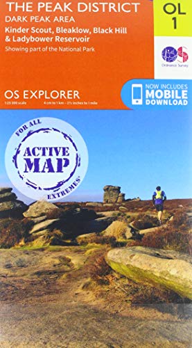 The Peak District: Dark Peak Area | Weatherproof | Peak District National Park | Ordnance Survey | OS Explorer Active Map OL01 | England | Walks | Hiking | Maps | Adventure