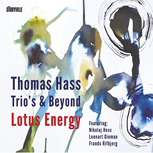 "Album cover with abstract watercolor design, blue and green hues, and artist's name."