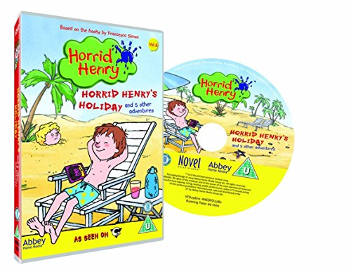 Horrid Henry's Holiday" DVD cover featuring a boy relaxing on a beach.