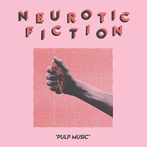 The image depicts a pink album cover with a hand holding a vinyl record.