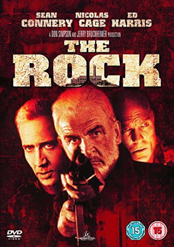 DVD cover for "The Rock" with three men's faces and a gun.