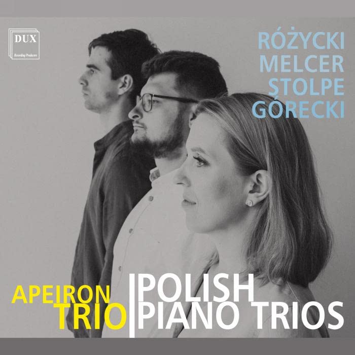 CD cover featuring three musicians and text listing composers’ names.