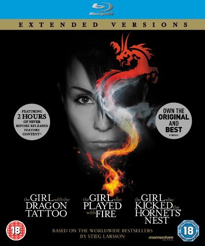 "Blu-ray cover featuring a woman's face with a dragon emerging from flames."