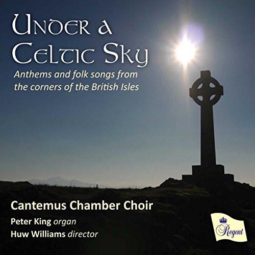 "CD cover featuring a Celtic cross against a sky with the sun shining."