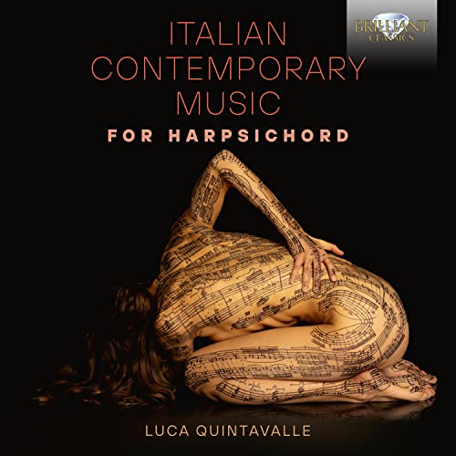 CD cover: woman covered in sheet music, titled āItalian Contemporary Music.ā
