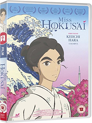 DVD cover for “Miss Hokusai” featuring an anime-style portrait of a woman.