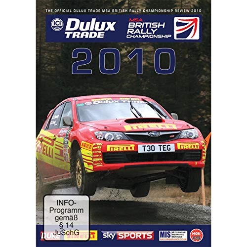 DVD cover for 2010 British Rally Championship, featuring a red Subaru rally car.