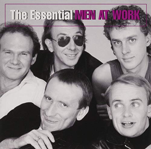 CD cover featuring a black and white photo of the band Men at Work.