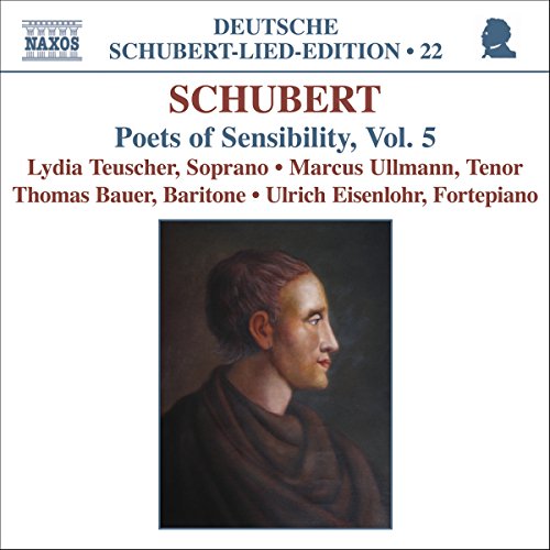 CD cover for Schubert's "Poets of Sensibility, Vol. 5" featuring a portrait.