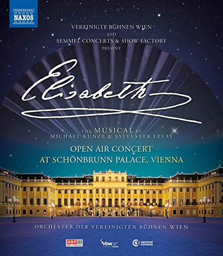 Elisabeth" musical Blu-ray cover with script logo and Schönbrunn Palace.