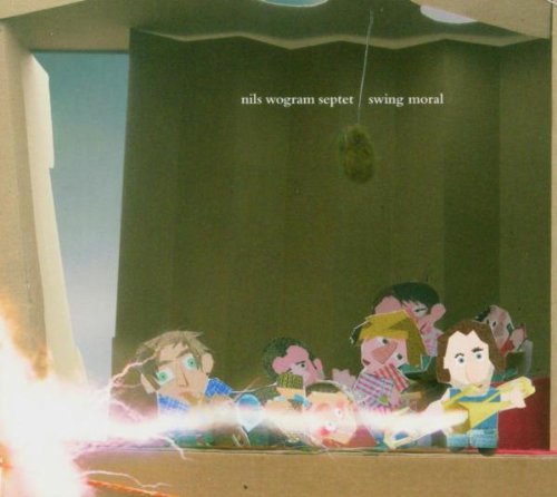 "CD cover art featuring cartoon musicians in a cardboard box with electric sparks."