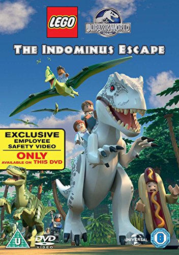 Lego Jurassic World DVD cover featuring dinosaurs and minifigure characters.