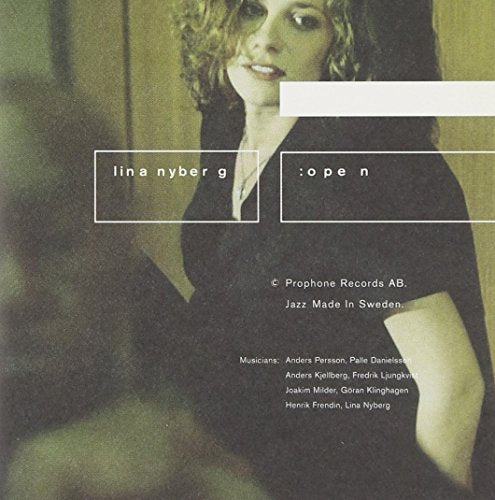 "CD cover with a woman in a dark top, text 'Lina Nyberg :open'."
