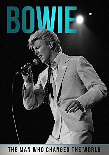 David Bowie performing with a microphone, DVD cover art.