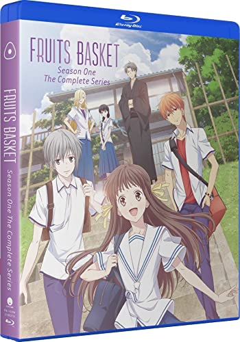 Colorful anime-style characters surrounded by fruit on Blu-ray disc packaging with digital edition.