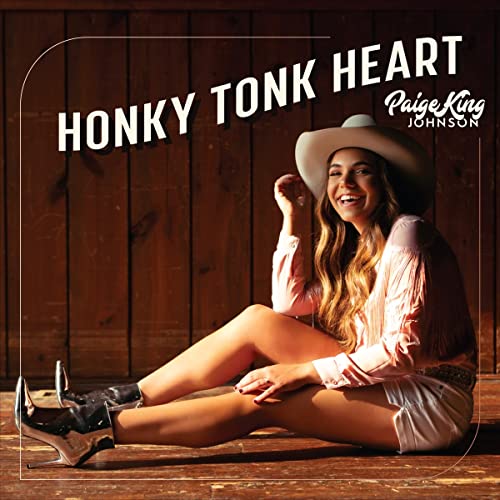 Album cover for Paige King Johnson’s “Honky Tonk Heart” featuring a smiling woman.