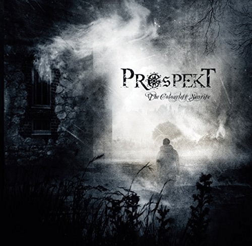 Dark, grainy album cover with a lone figure before a building.