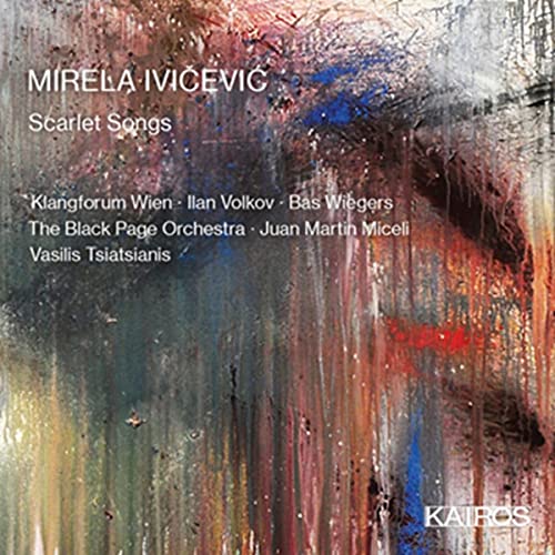 CD cover for "Scarlet Songs" by Mirela Ivicevic, abstract painted portrait.