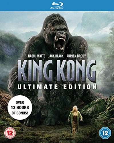 "Blu-ray cover featuring a giant gorilla and a woman in a misty jungle."