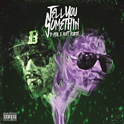 Album cover for B Real X Scott Storch - "Tell You Something", distorted faces.