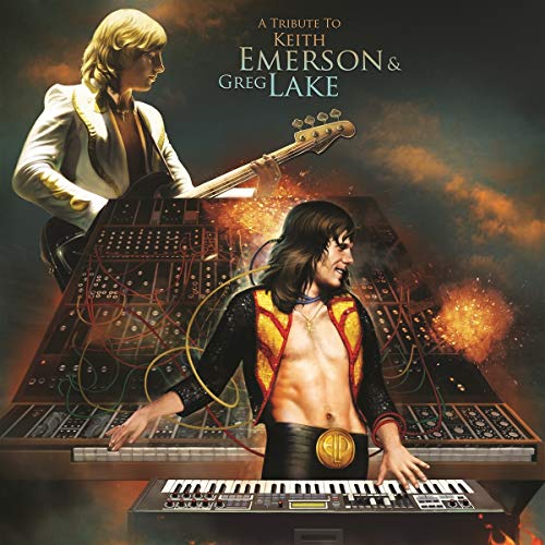 Vinyl album cover featuring illustrations of Keith Emerson and Greg Lake with keyboards.