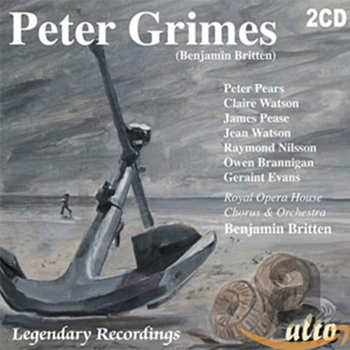 CD cover for Britten’s “Peter Grimes” featuring a coastal scene and ship anchor.