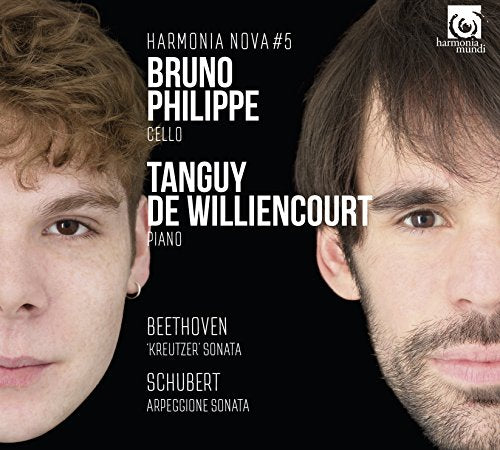 CD album cover with two men's faces and white text on a black background.