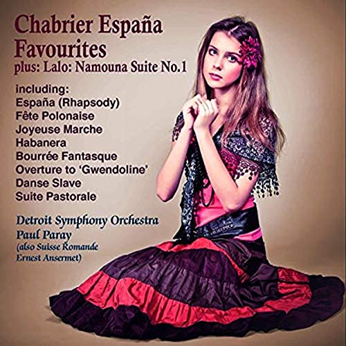 CD cover: woman in Spanish dress, âChabrier Españaâ title, orchestra details.
