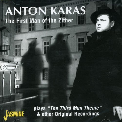 Black and white CD cover featuring Anton Karas and silhouetted figures in a cityscape.