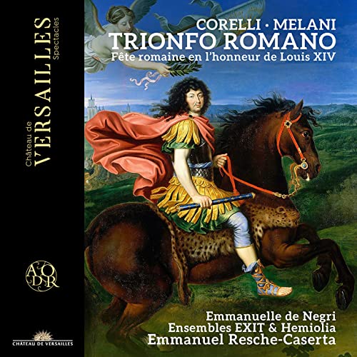 CD cover depicting Louis XIV on horseback, with angels and a city backdrop.