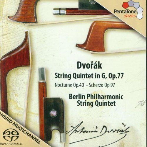 CD cover with violin parts and text describing Dvorak's String Quintet music.