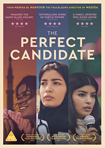 DVD cover for "The Perfect Candidate" featuring three women’s portraits.