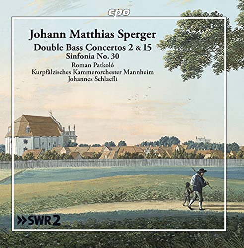 CD cover for Johannes Matthias Sperger’s double bass concertos, with landscape.