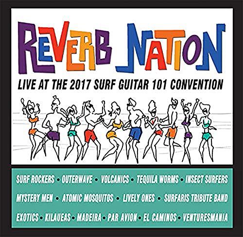 CD cover for Reverb Nation live album with silhouetted surfers.