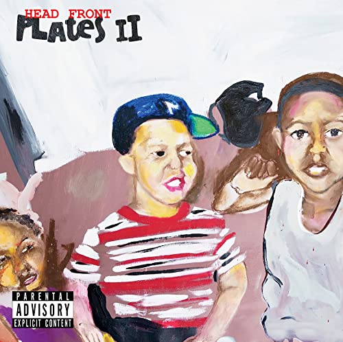 Painted album cover for “Plates 2” featuring children and a hat.