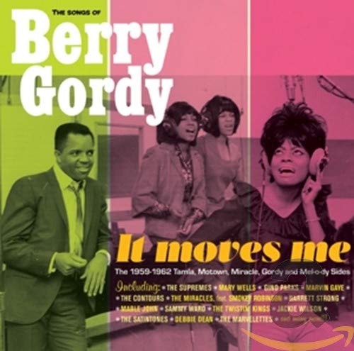 CD cover featuring portraits of Motown artists and bold text: "It Moves Me.