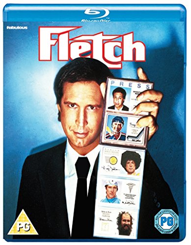 Fletch" Blu-ray cover featuring Chevy Chase holding multiple identification cards.