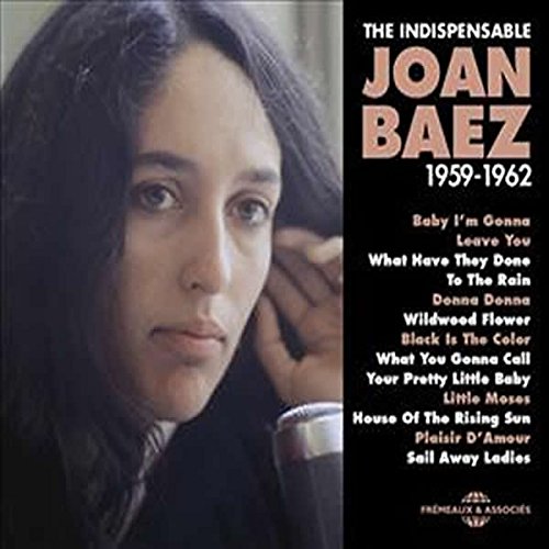 Joan Baez album cover with a portrait and song list on a black background.