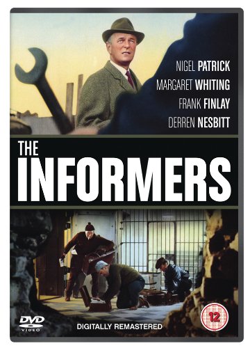DVD cover for "The Informers" featuring a man in a fedora and scenes of people.
