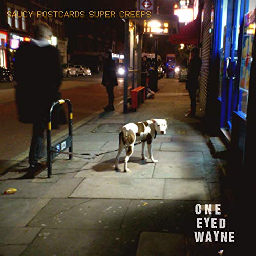 CD cover: nighttime street scene with a dog on a leash.