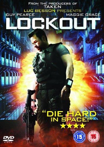 DVD cover for "Lockout" featuring Guy Pearce holding a gun.