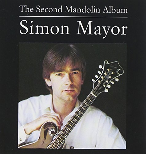 Album cover with Simon Mayor holding a mandolin, white shirt, black background.