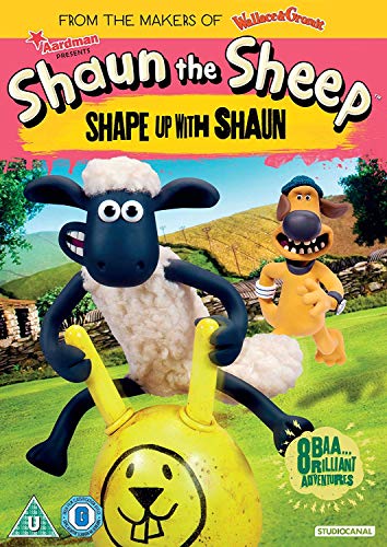 Shaun the Sheep DVD cover featuring Shaun, Bitzer, and a bouncing ball.