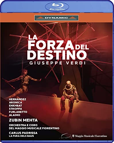 Blu-ray cover for Verdi’s “La Forza del Destino” opera, dramatic scene.